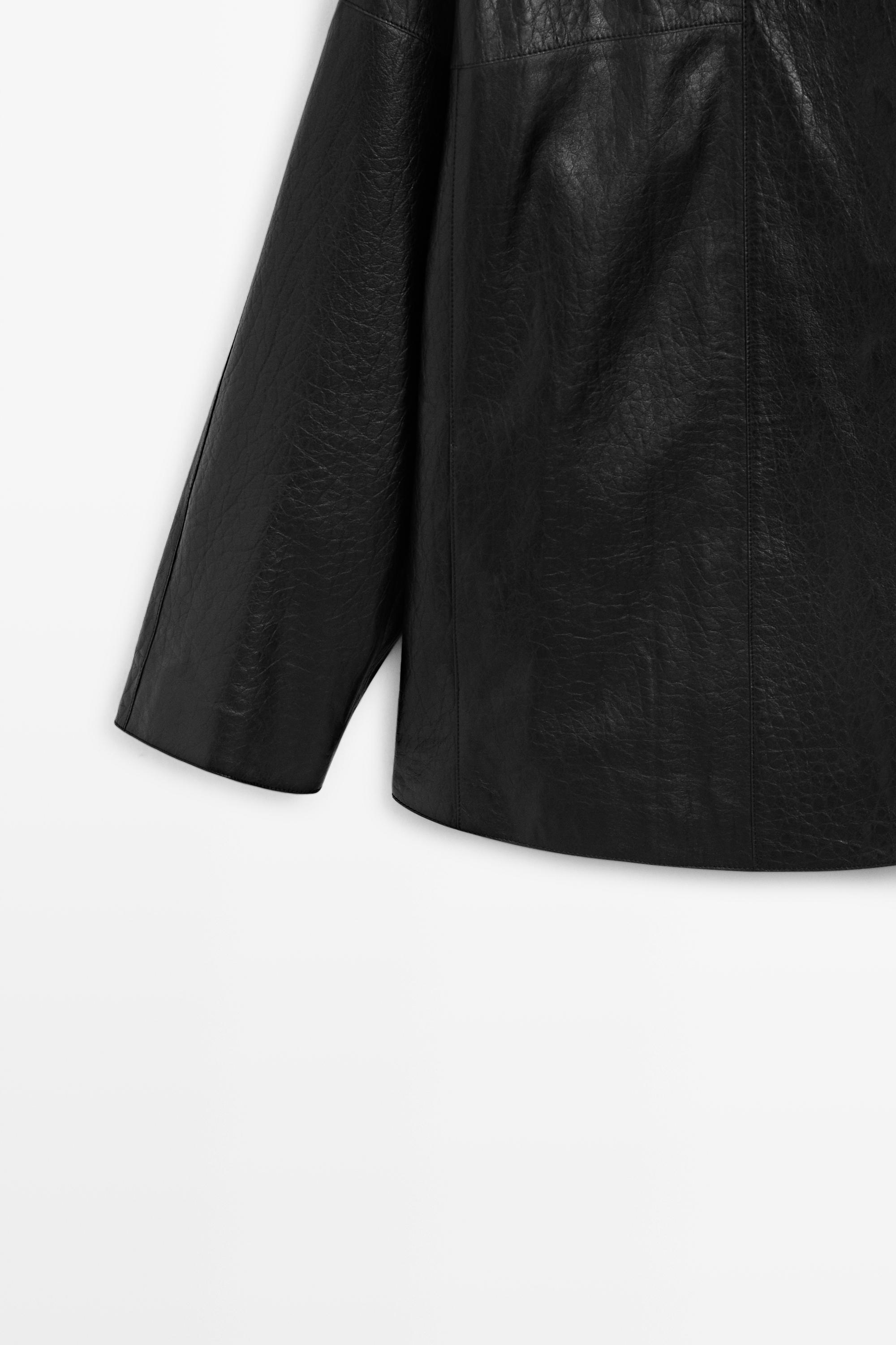 Veste en cuir à col montant